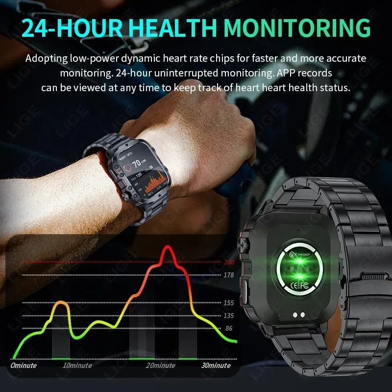 LIGE Bluetooth Sports Fitness Waterproof Smartwatch 420mAH.