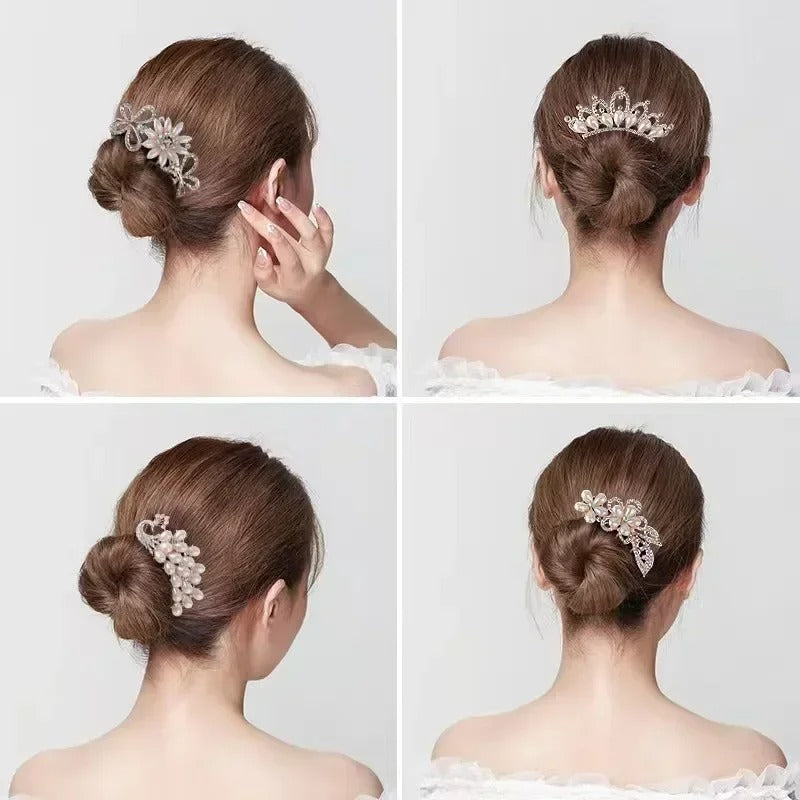 Women Metal Crystal Hair Braiding Clip Barrettes Hairpins for weddings