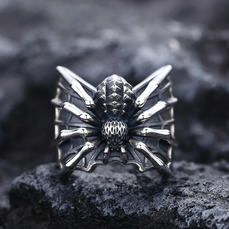 Punk Gothic Dark Spider Web Rings