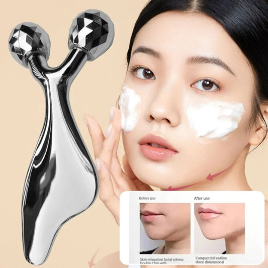 2-in-1 3D Facial Massager & Gua Sha Tool – Cold Roller for Face, Eyes, Chin Lift, Skin Tightening & Sculpting Beauty Tools