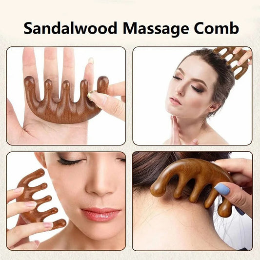 Sandalwood Wooden Scalp and Body Massage Comb – Natural Hair, Head and Body Massager