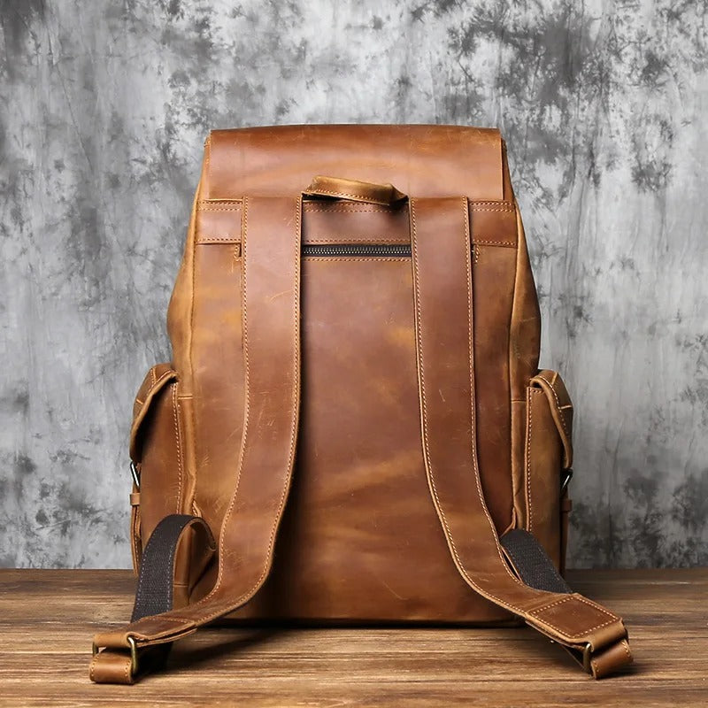 Vintage Leather Men's Backpack with Large Capacity