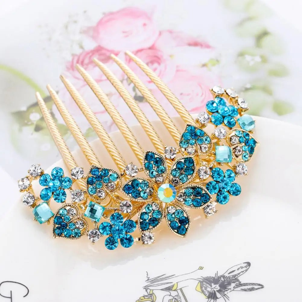 Rhinestone Hollow Out Flower Colorful Hair Ornament Accessories