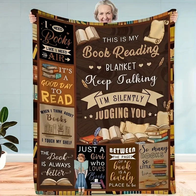 Book Lover Flannel Blanket – Soft Cozy Throw for Bed, Sofa, Couch, Camping – Reading Blanket Gift for All Seasons