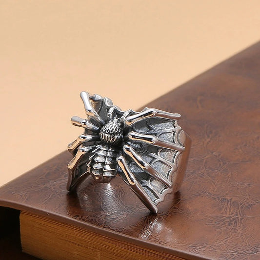 Punk Gothic Dark Spider Web Rings