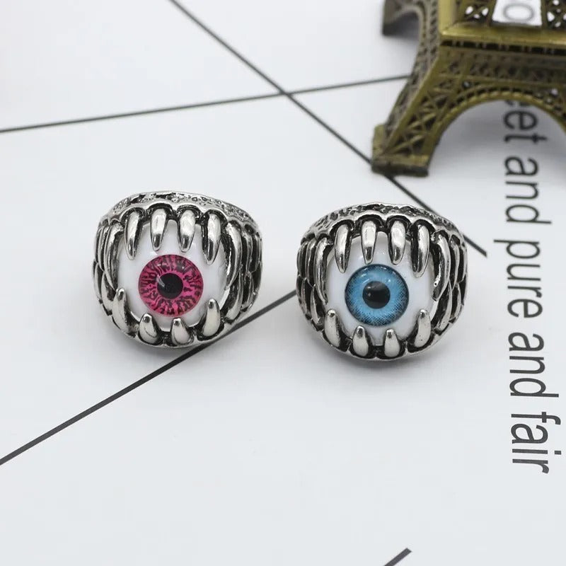 Gothic Punk Devil Evil Eye Adjustable Male Ring Jewelry