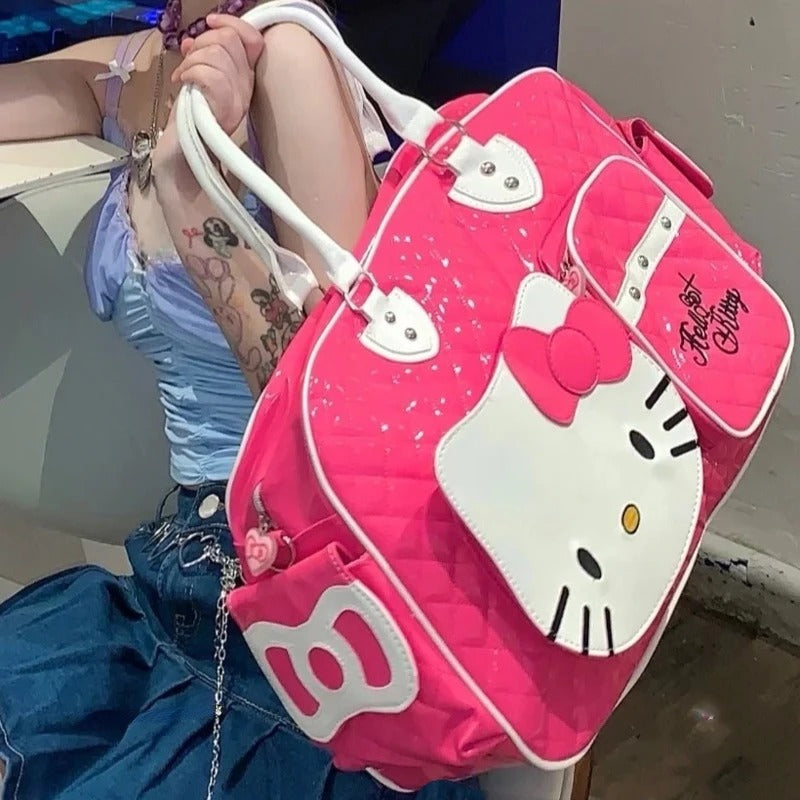 Hello Kitty PU Leather Crossbody Bag – Large Capacity Pink Shoulder Handbag for Teens, Women