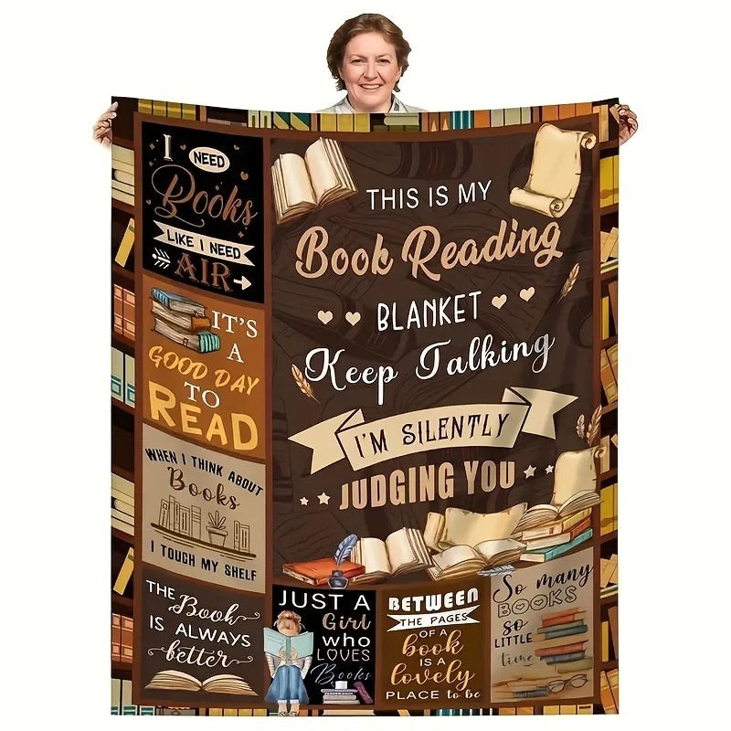 Book Lover Flannel Blanket – Soft Cozy Throw for Bed, Sofa, Couch, Camping – Reading Blanket Gift for All Seasons