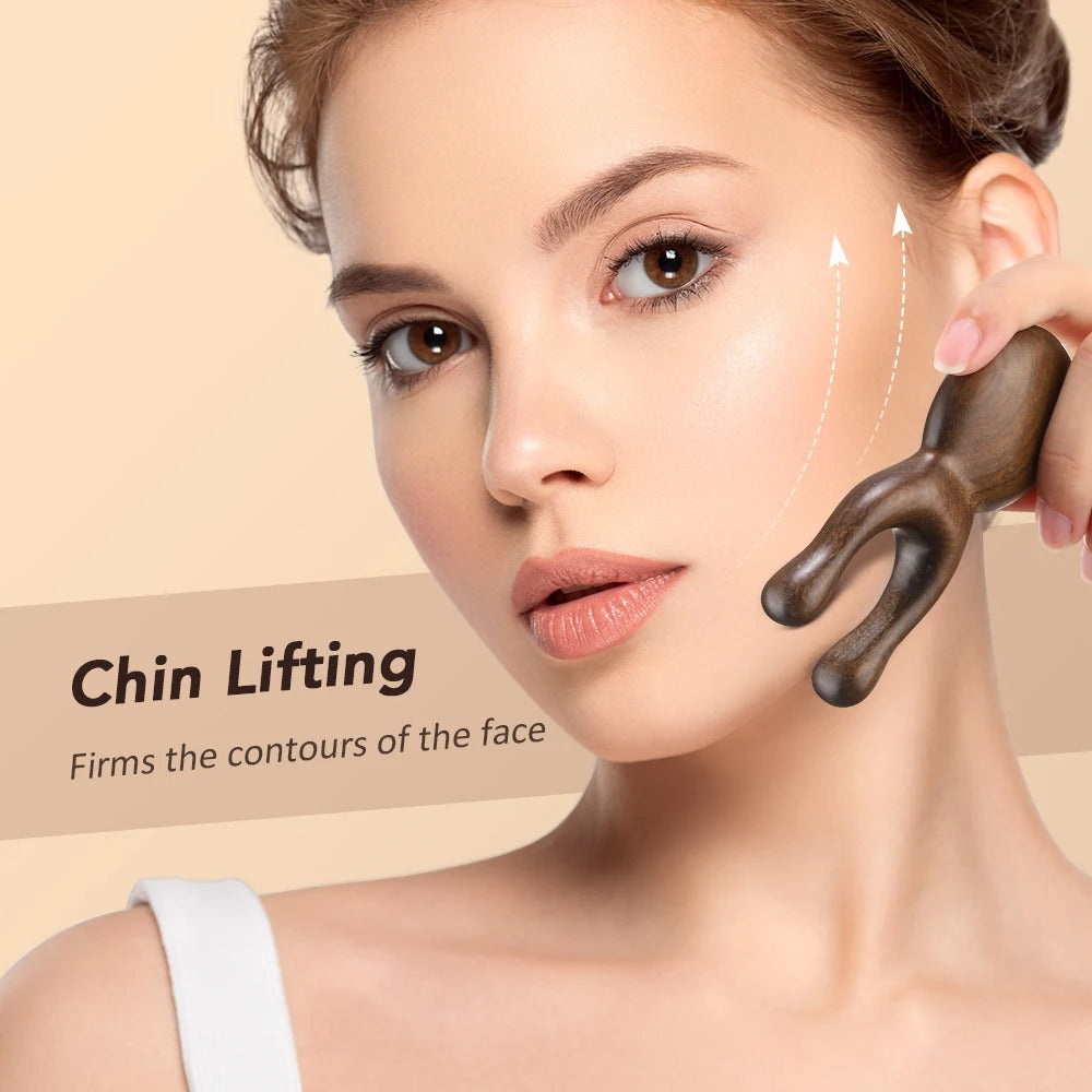 Sandalwood Gua Sha Facial Comb Massager – Lifting Tool for Eyes, Neck & Circulation