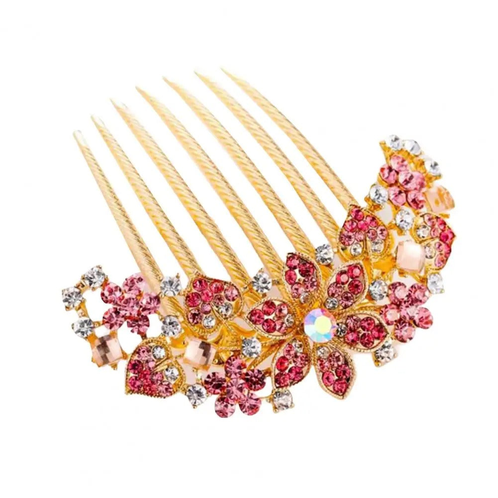 Rhinestone Hollow Out Flower Colorful Hair Ornament Accessories