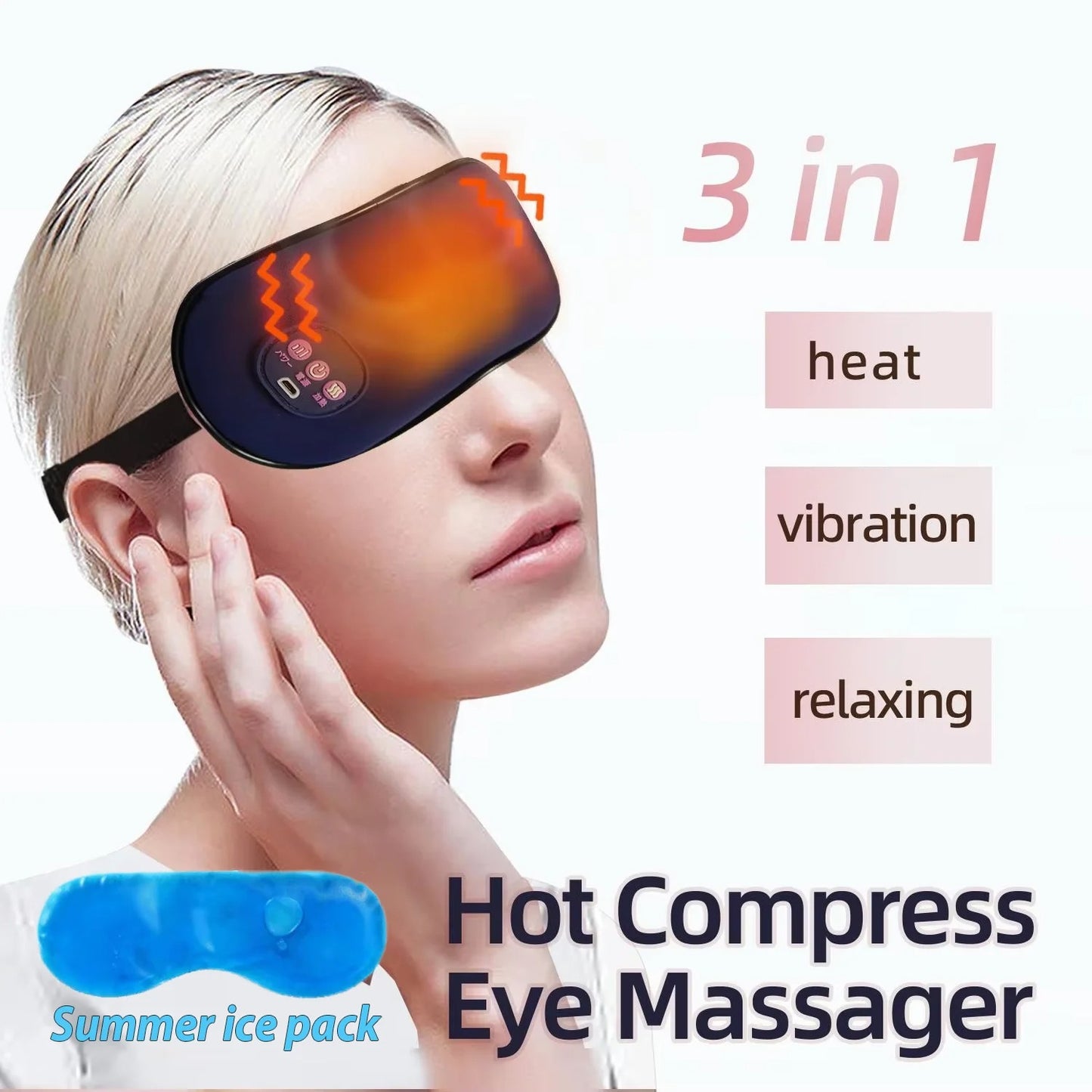 Hot and Cold Massage Eye Mask Electric Heating - Eye Massager for Relieving Eye Fatigue, Dark Circles, Sleeping Mask, Eyeshadow Compress