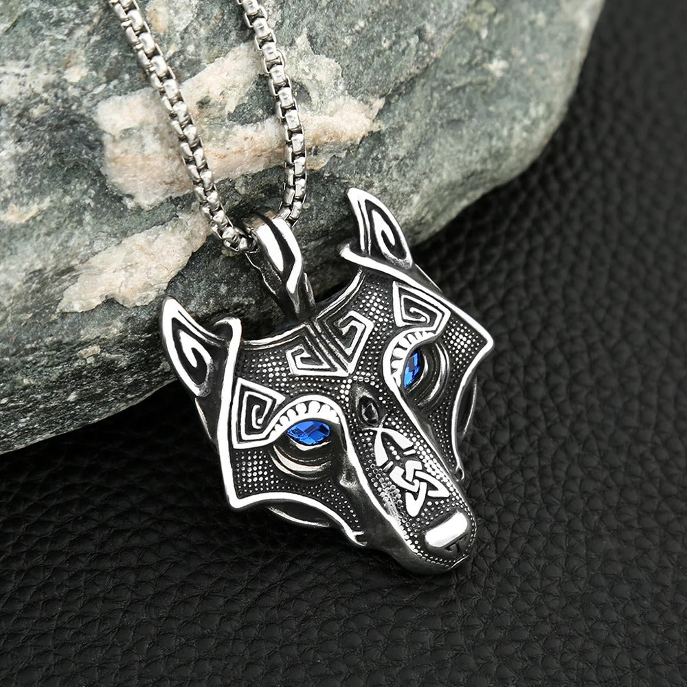 Vintage Nordic Celtic Wolf Head Pendant