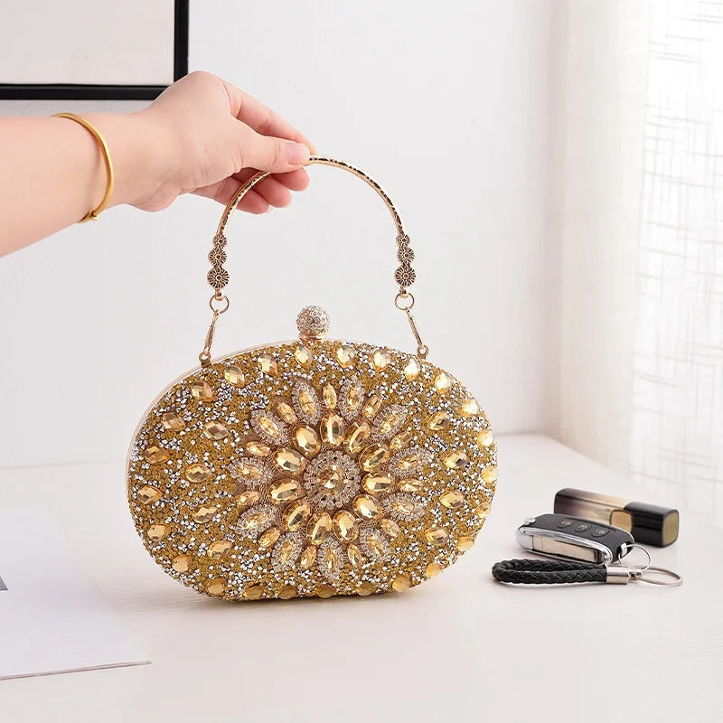 Small Women Luxury Party Round Clutch