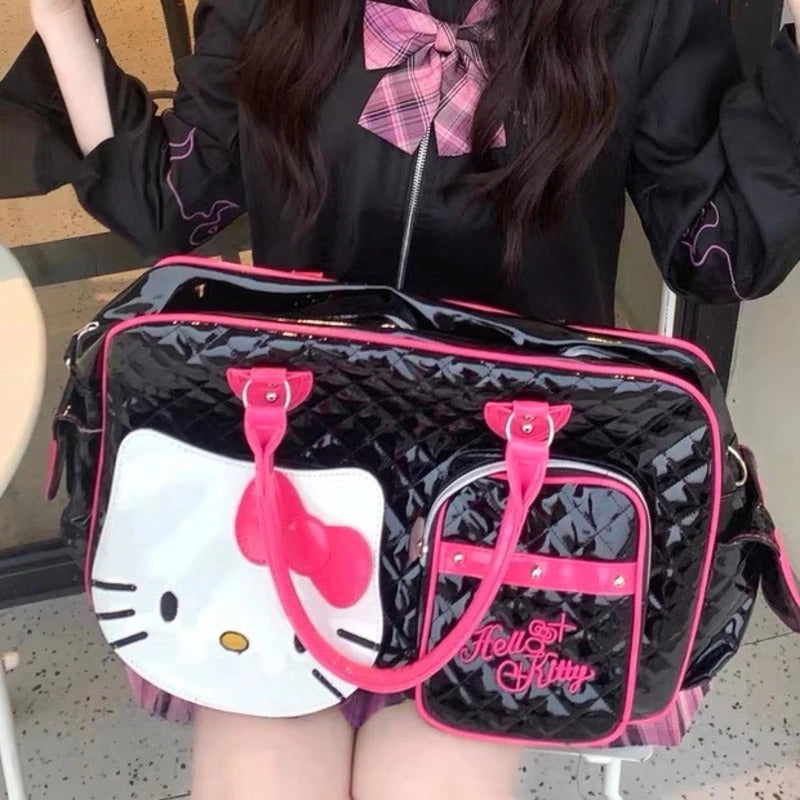 Hello Kitty PU Leather Crossbody Bag – Large Capacity Pink Shoulder Handbag for Teens, Women
