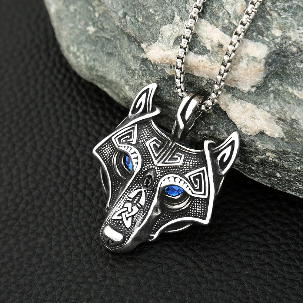 Vintage Nordic Celtic Wolf Head Pendant