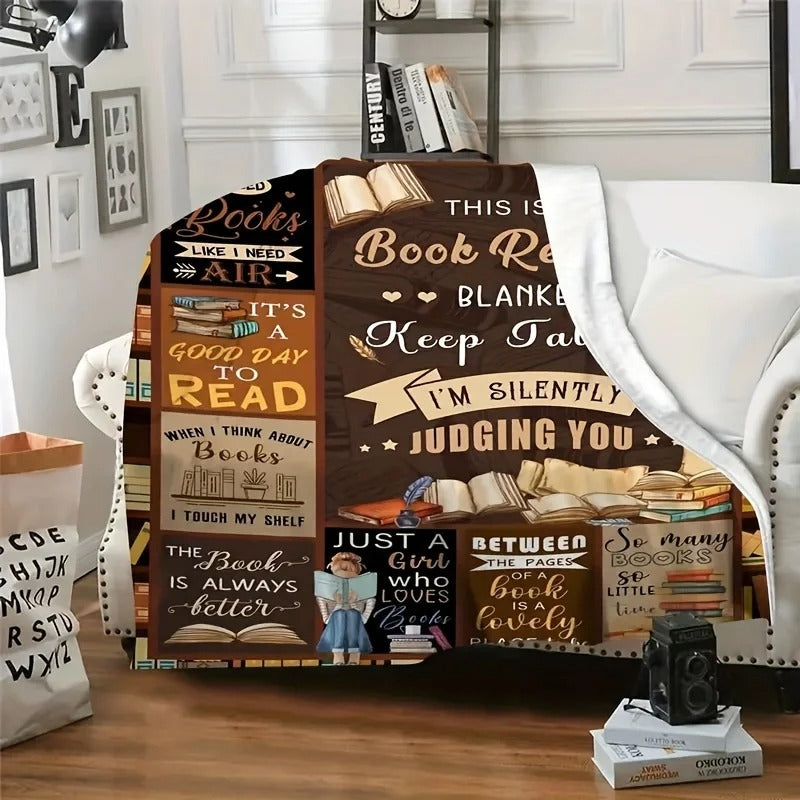 Book Lover Flannel Blanket – Soft Cozy Throw for Bed, Sofa, Couch, Camping – Reading Blanket Gift for All Seasons