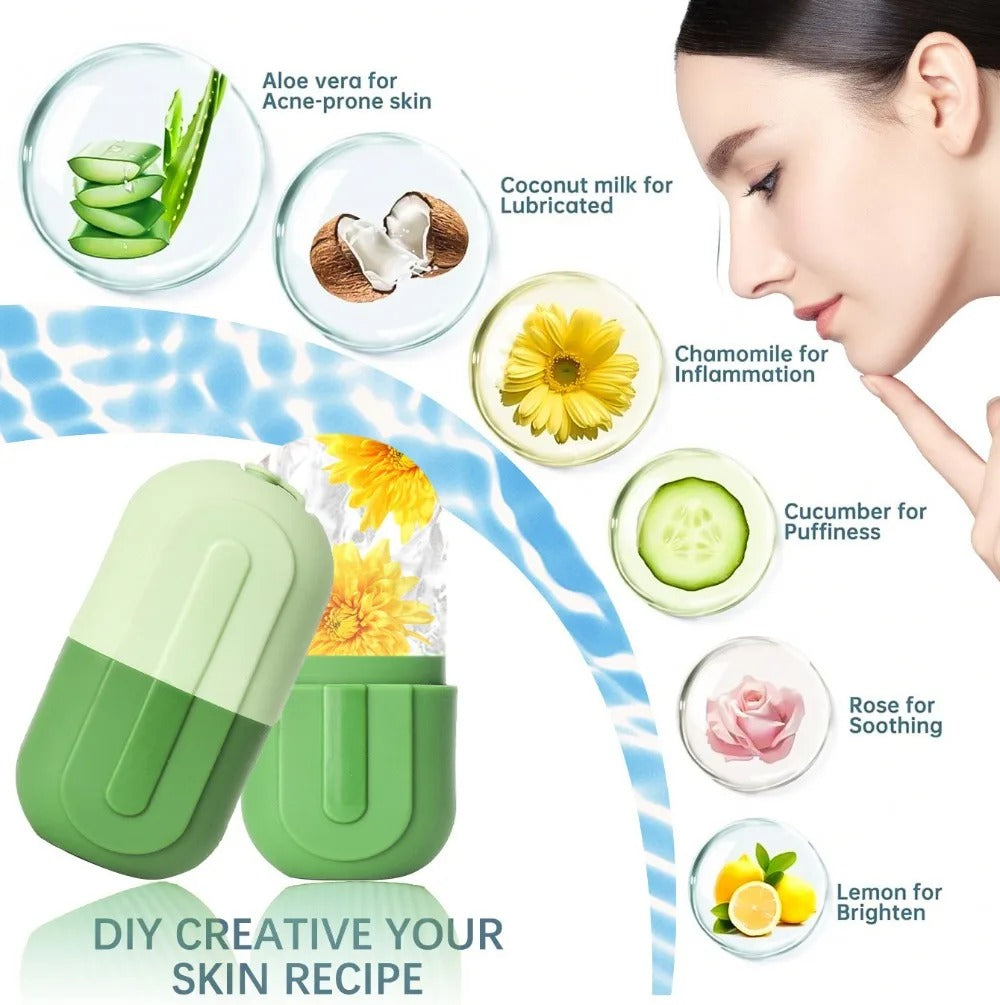 Ice Face Roller & Silicone Ice Trays – Face Lifting & Contouring Tools, Ice Globe Balls Eye Facial Massager, Beauty Skin Care Tools