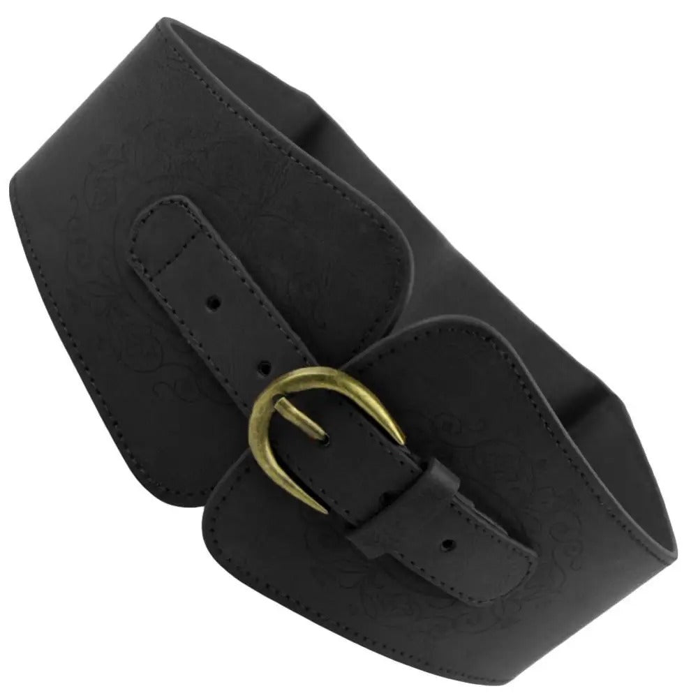 Faux Leather Wide Elastic Belt