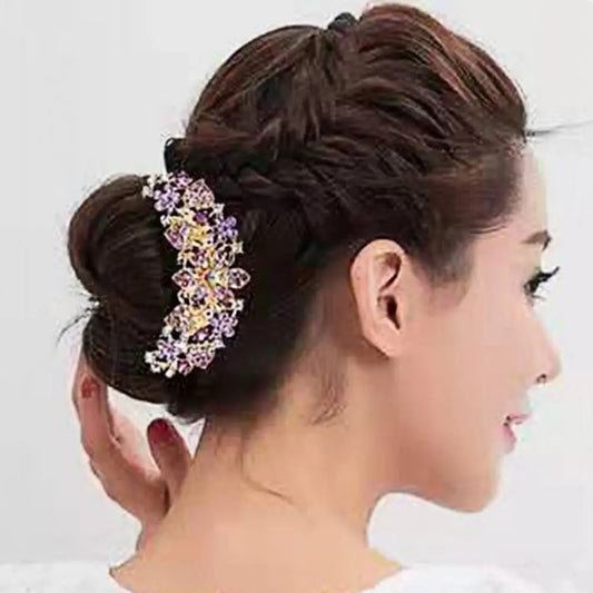 Rhinestone Hollow Out Flower Colorful Hair Ornament Accessories