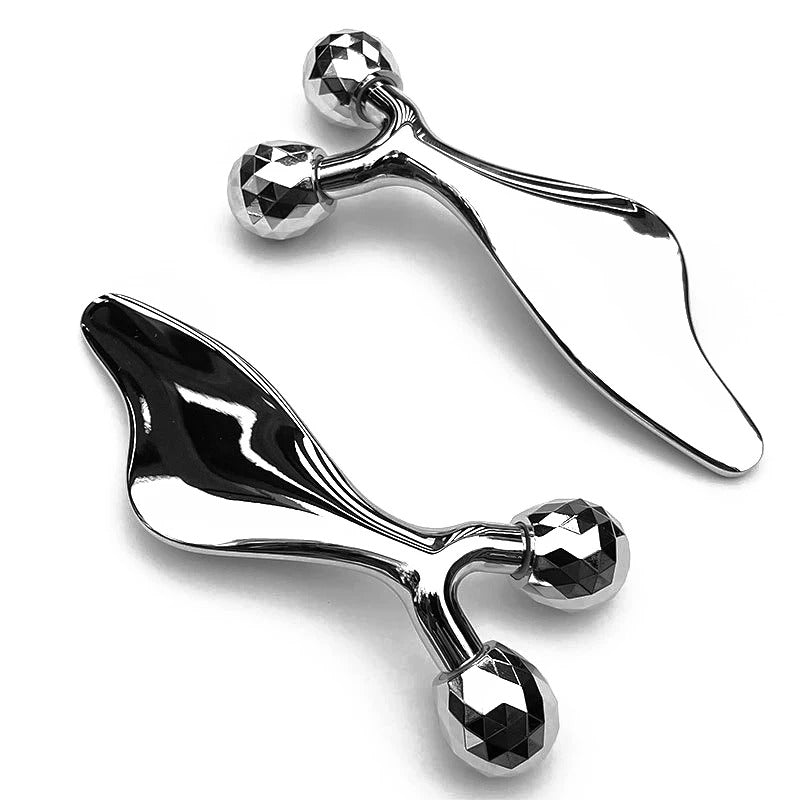 2-in-1 3D Facial Massager & Gua Sha Tool – Cold Roller for Face, Eyes, Chin Lift, Skin Tightening & Sculpting Beauty Tools