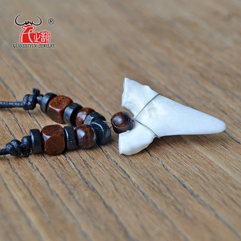 Handmade Surfer Jewelry Imitation Shark Teeth Pendant Necklace