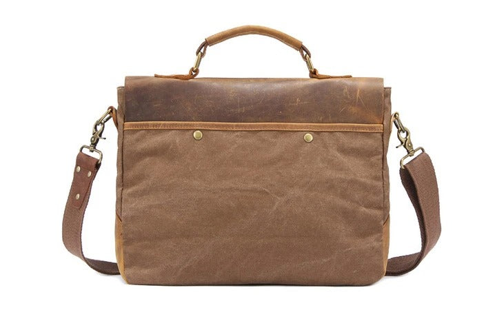 Vintage Leather Canvas Men Business Bag