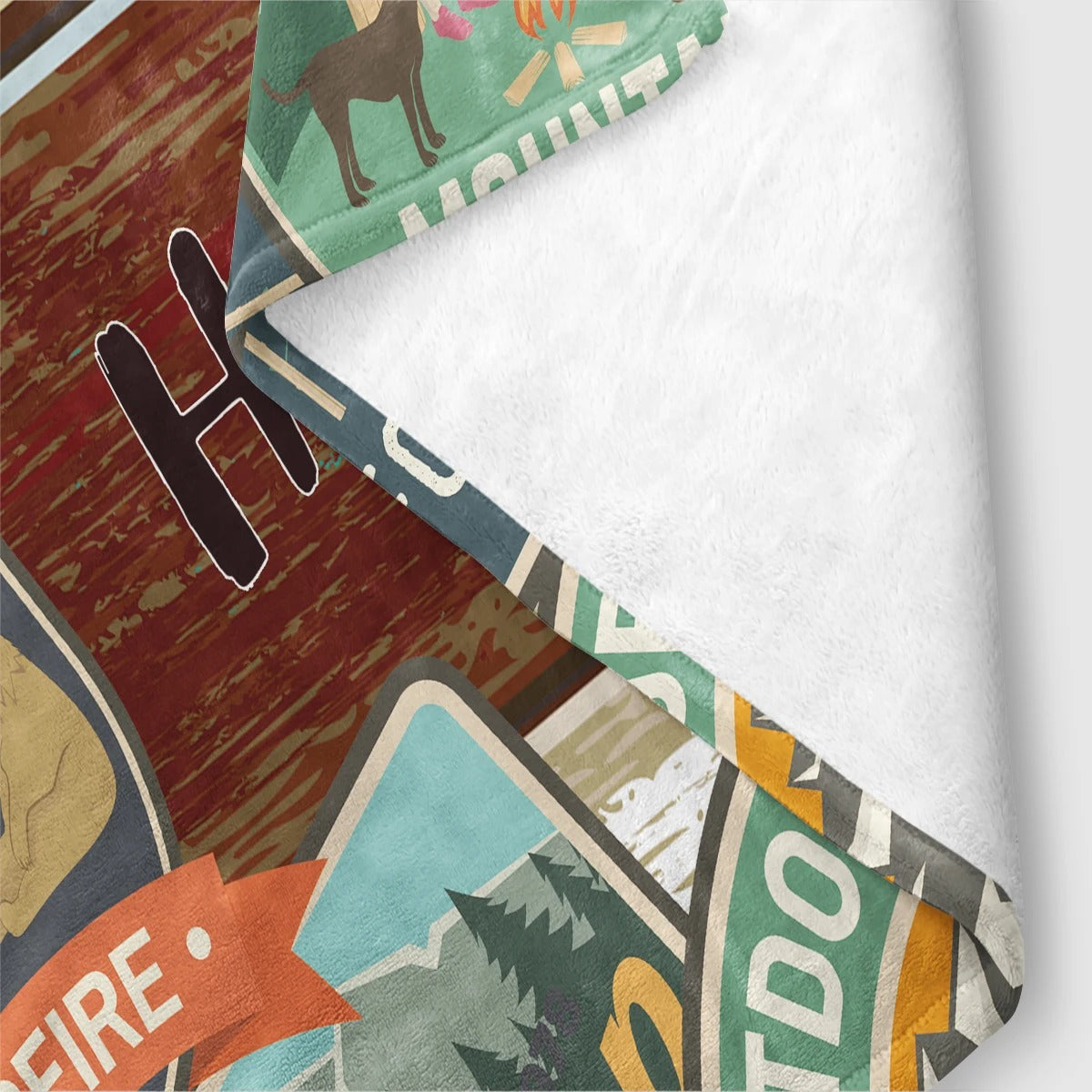 Camper and forest pattern rug, blanket - warm plush blanket