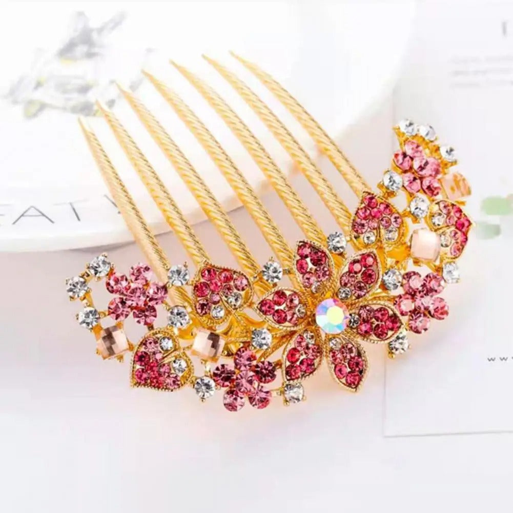 Rhinestone Hollow Out Flower Colorful Hair Ornament Accessories