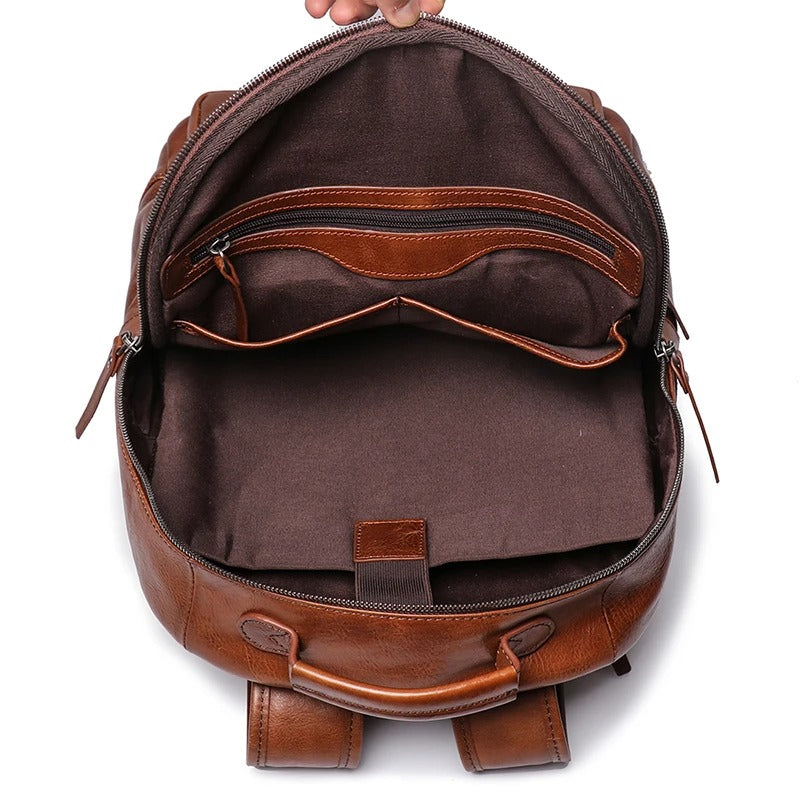 Men's Leather Business Outdoor Travel Backpack