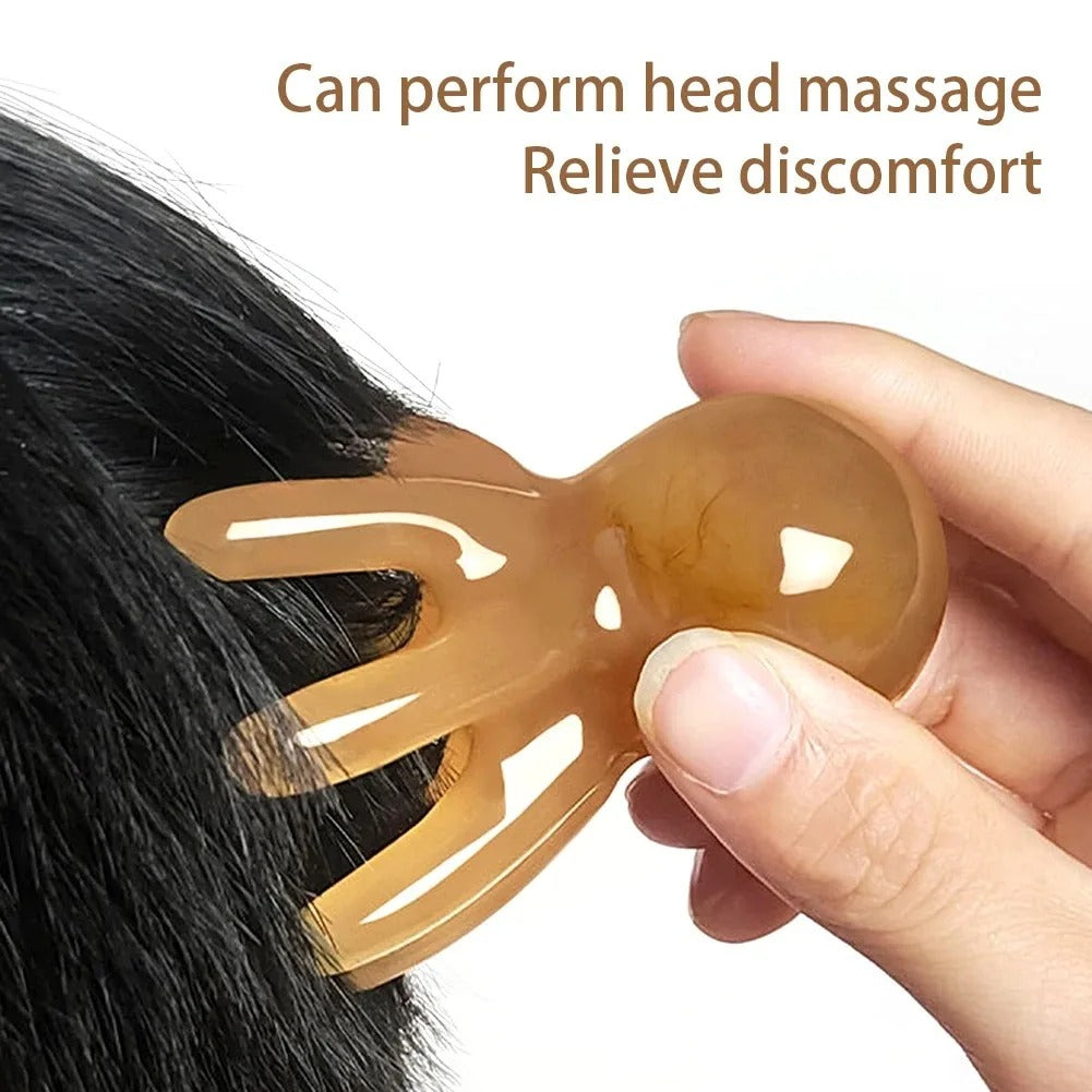 Octopus Scalp Massager – 8-Prong Resin Head Scraping Comb