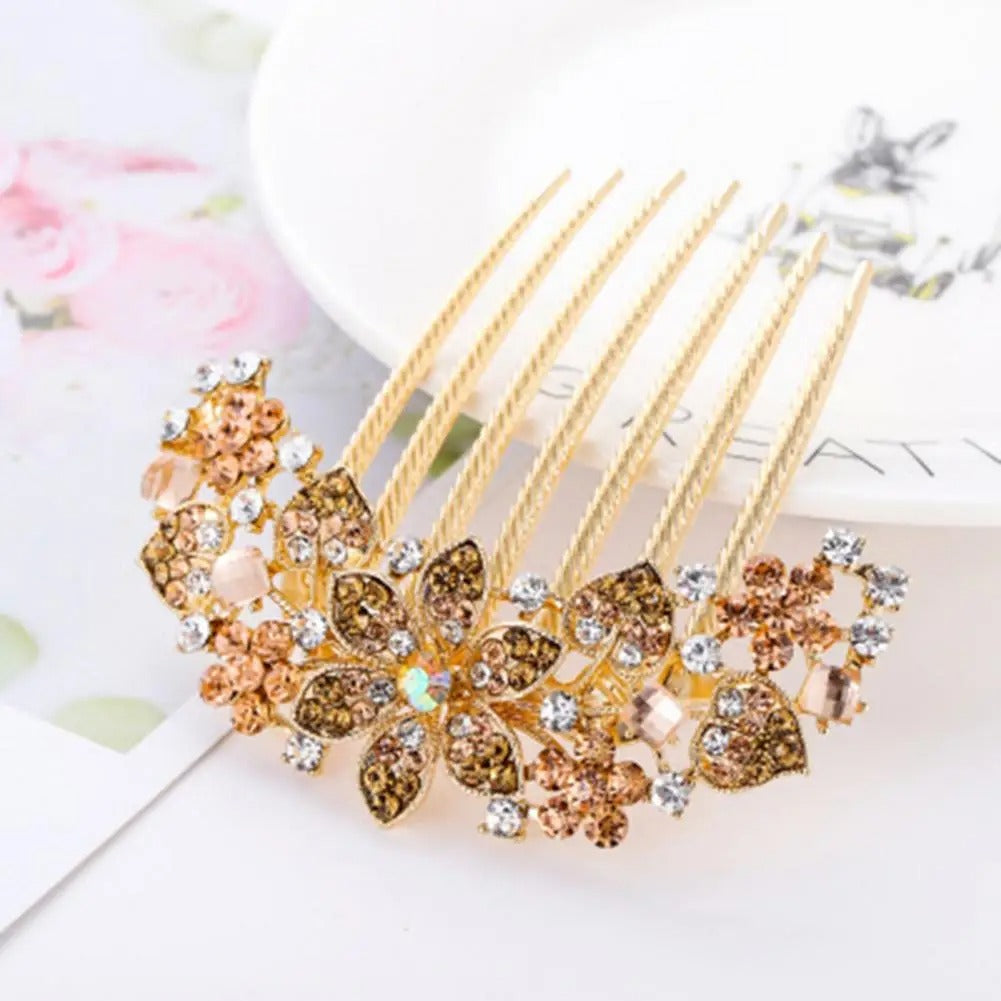 Rhinestone Hollow Out Flower Colorful Hair Ornament Accessories