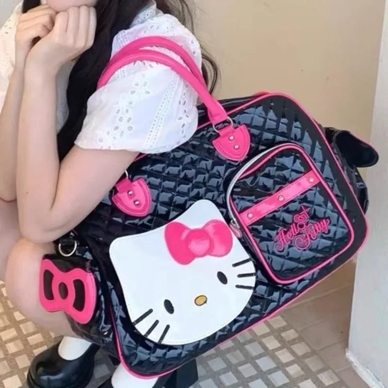 Hello Kitty PU Leather Crossbody Bag – Large Capacity Pink Shoulder Handbag for Teens, Women