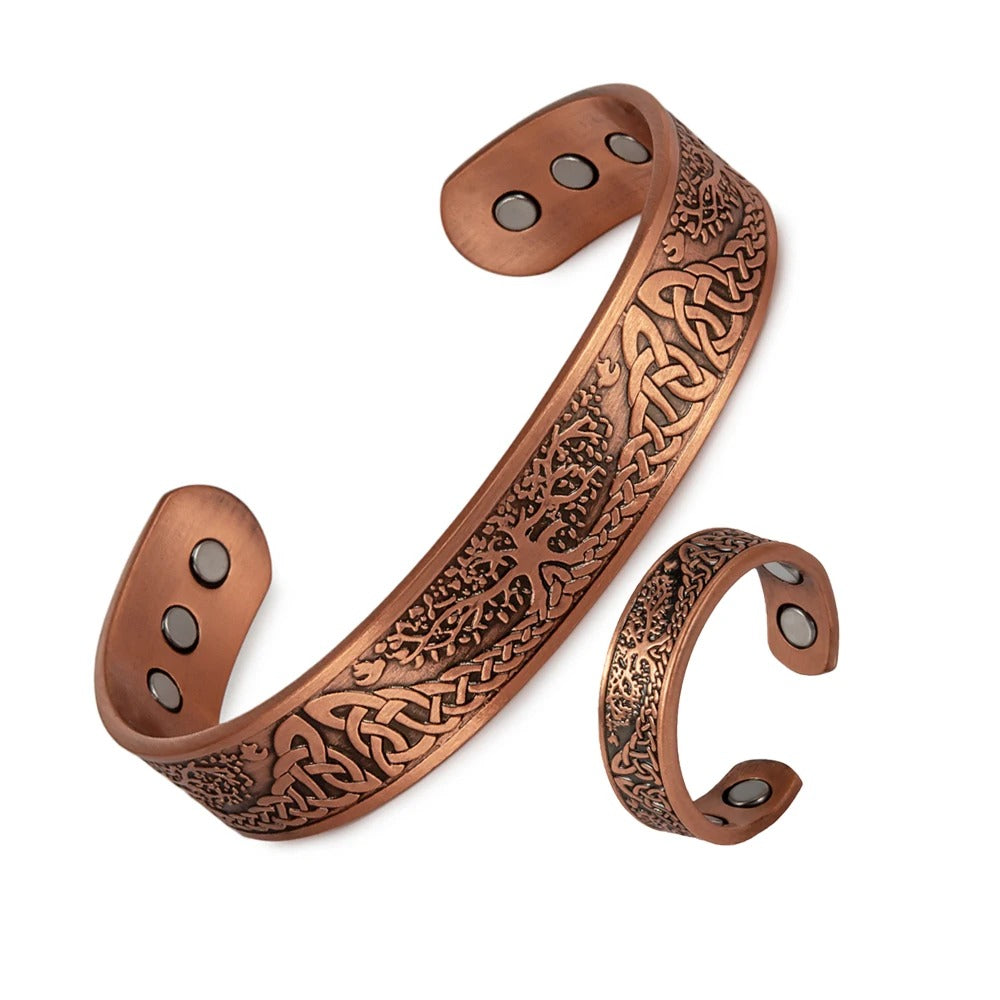 Health Viking Magnetic Pure Copper Bracelet Ring Jewelry-Set