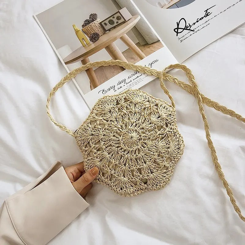 Fashion Round Straw Crossbody Bags for Women