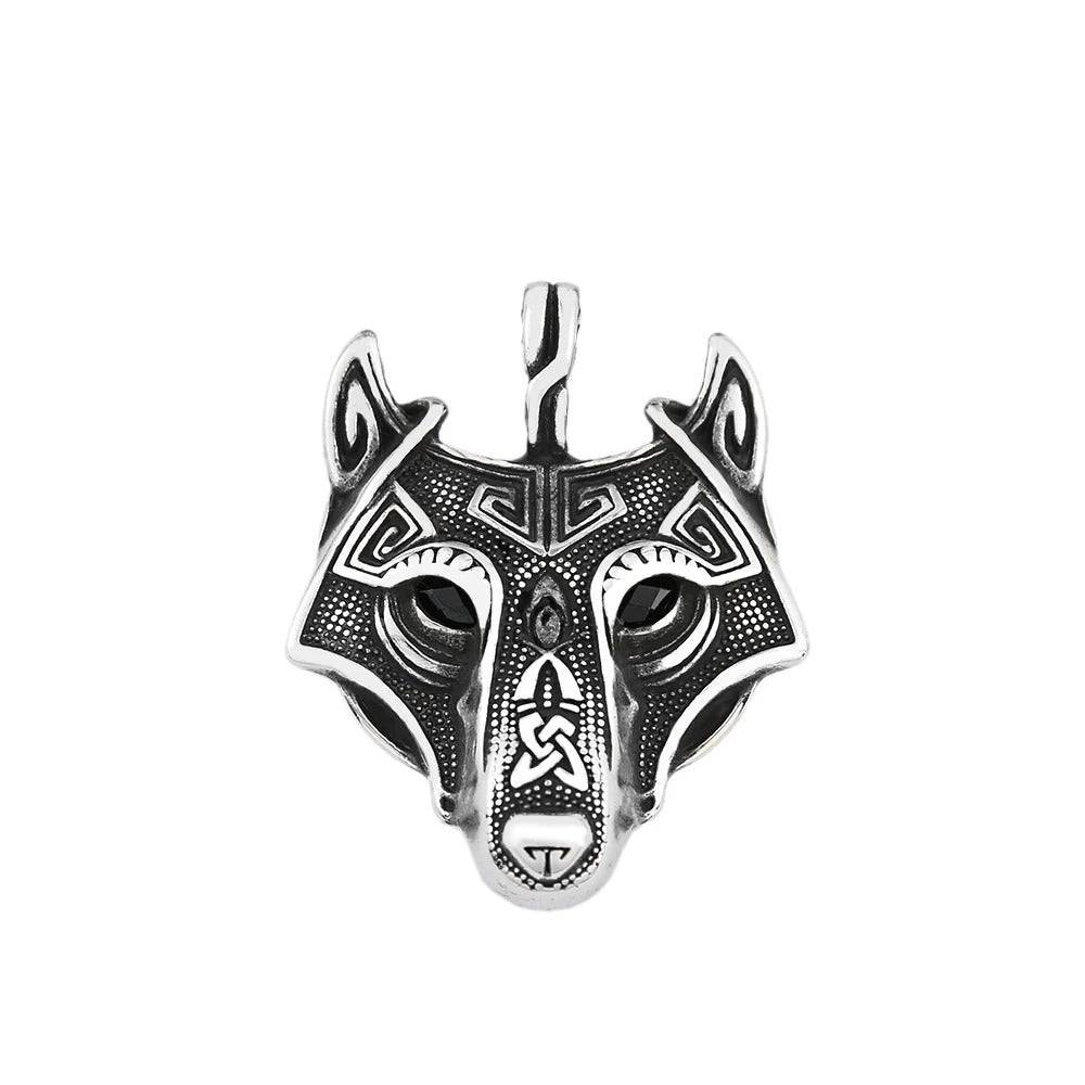 Vintage Nordic Celtic Wolf Head Pendant