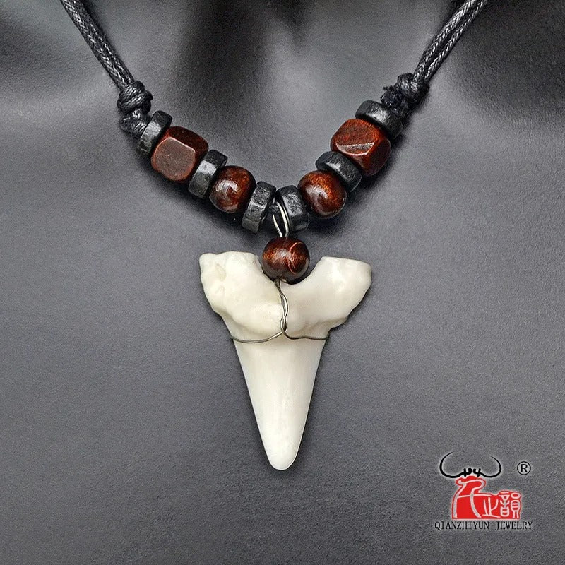 Handmade Surfer Jewelry Imitation Shark Teeth Pendant Necklace