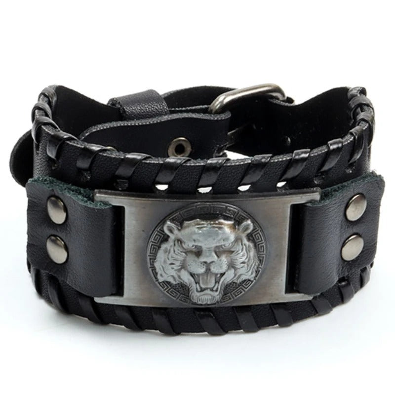 Men’s Leather Fierce Tiger Bracelet