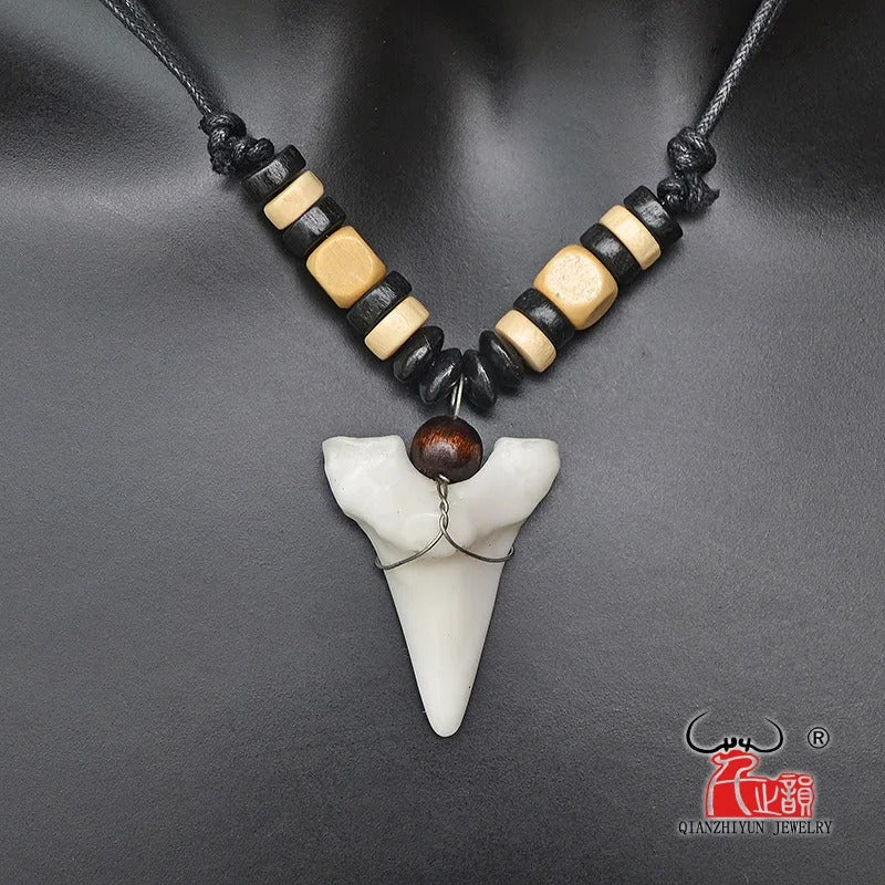 Handmade Surfer Jewelry Imitation Shark Teeth Pendant Necklace