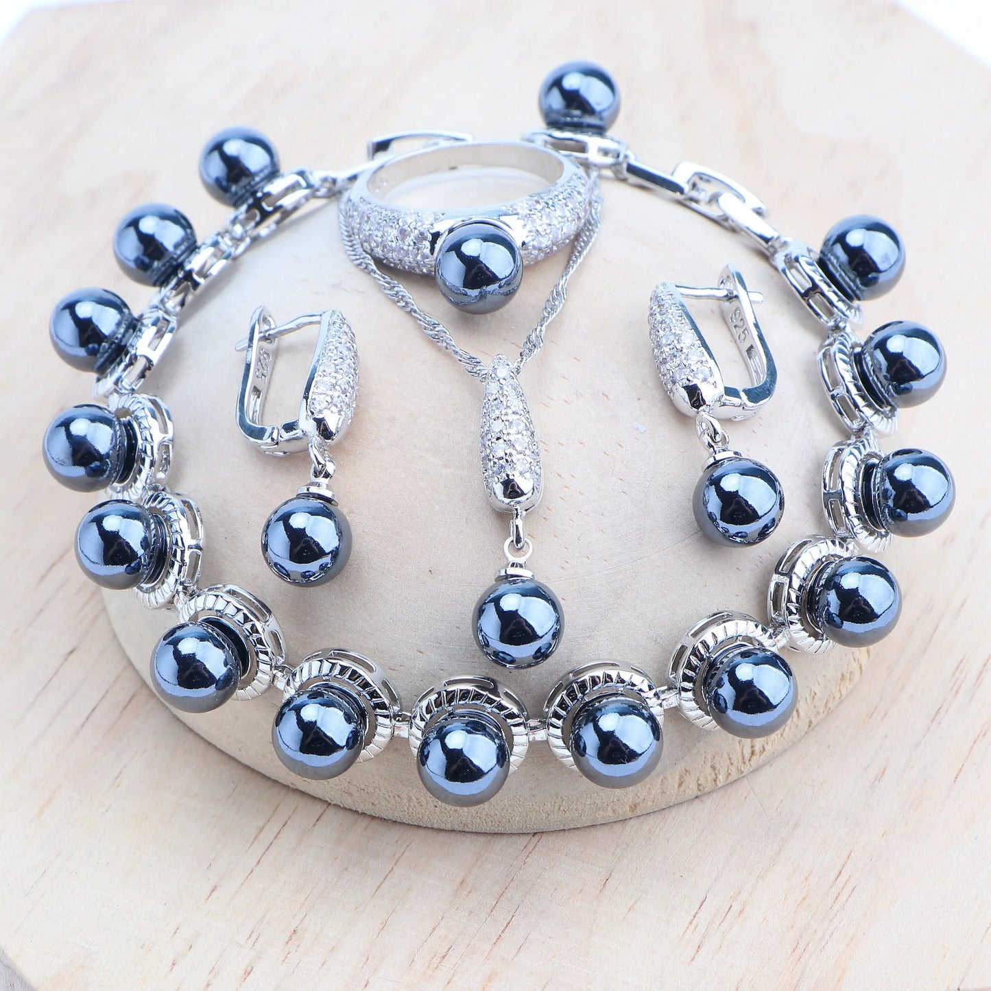 Pearls Silver Jewelry Sets