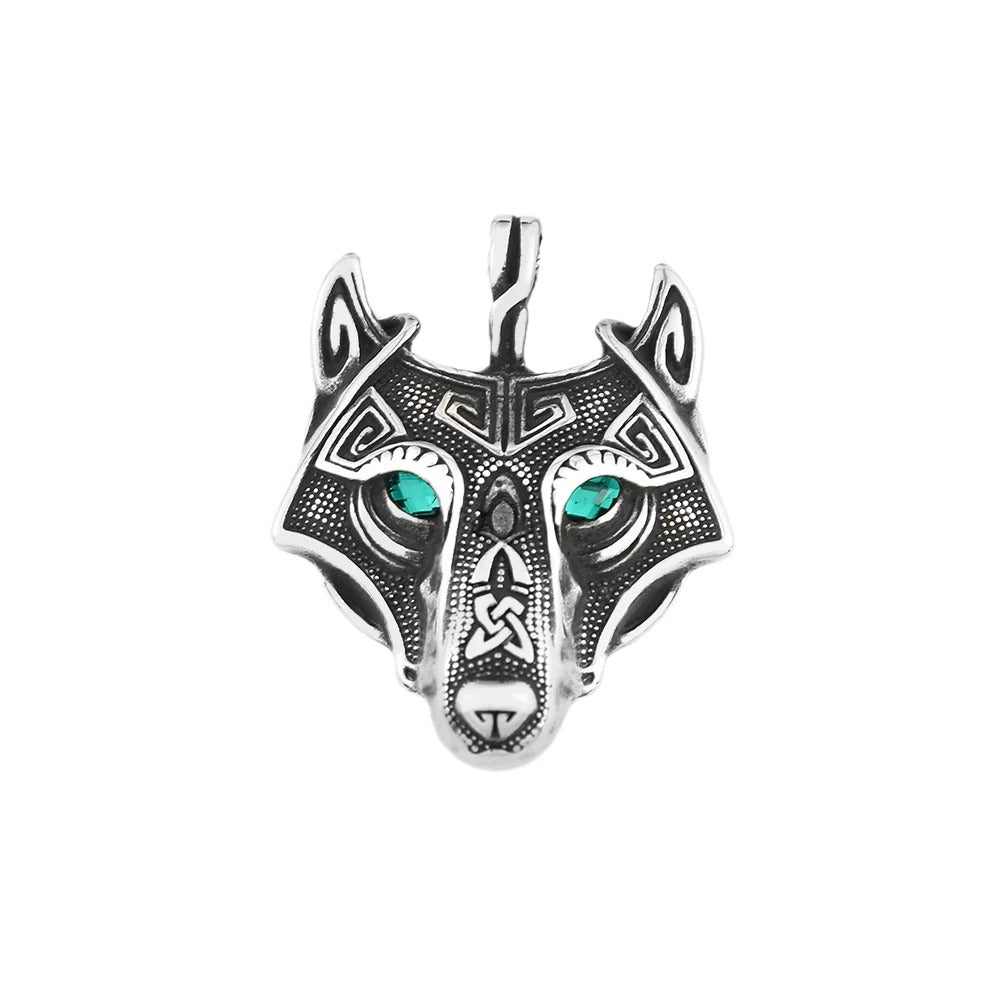 Vintage Nordic Celtic Wolf Head Pendant