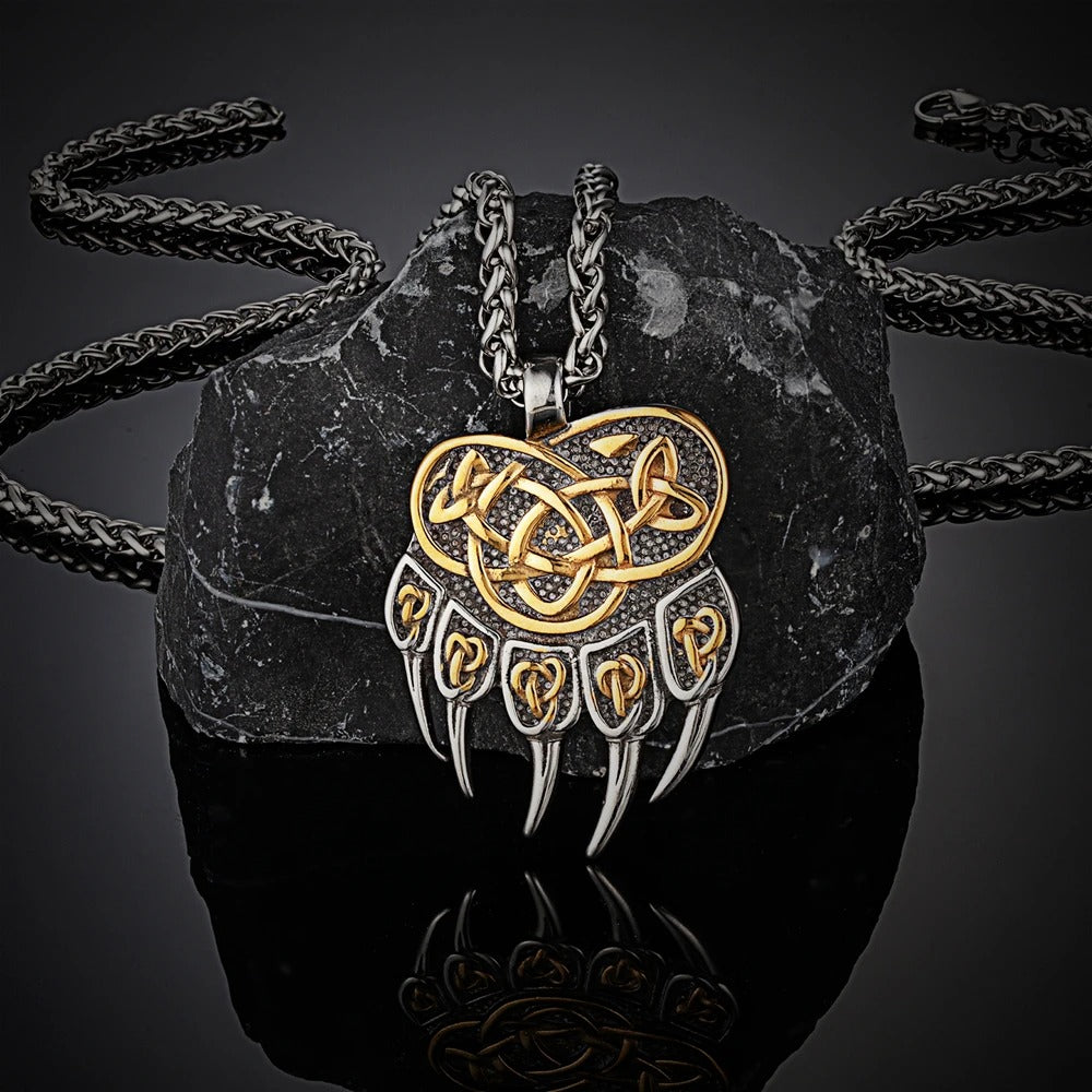 Viking Celtic Wolf Claw Necklace Men