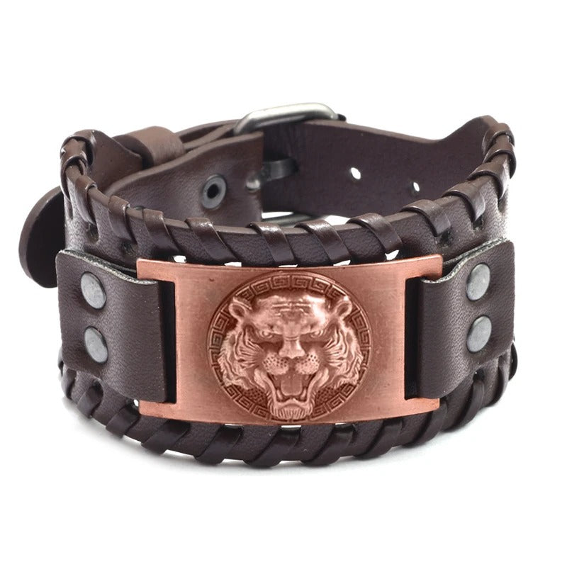 Men’s Leather Fierce Tiger Bracelet