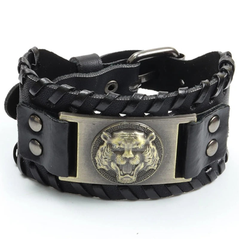 Men’s Leather Fierce Tiger Bracelet