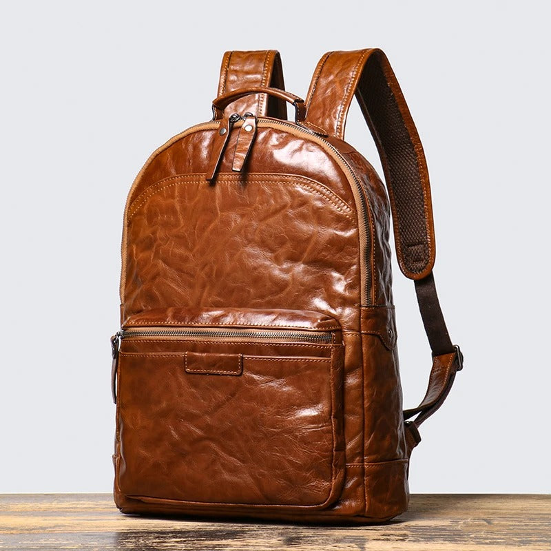 Men's Leather Business Outdoor Travel Backpack