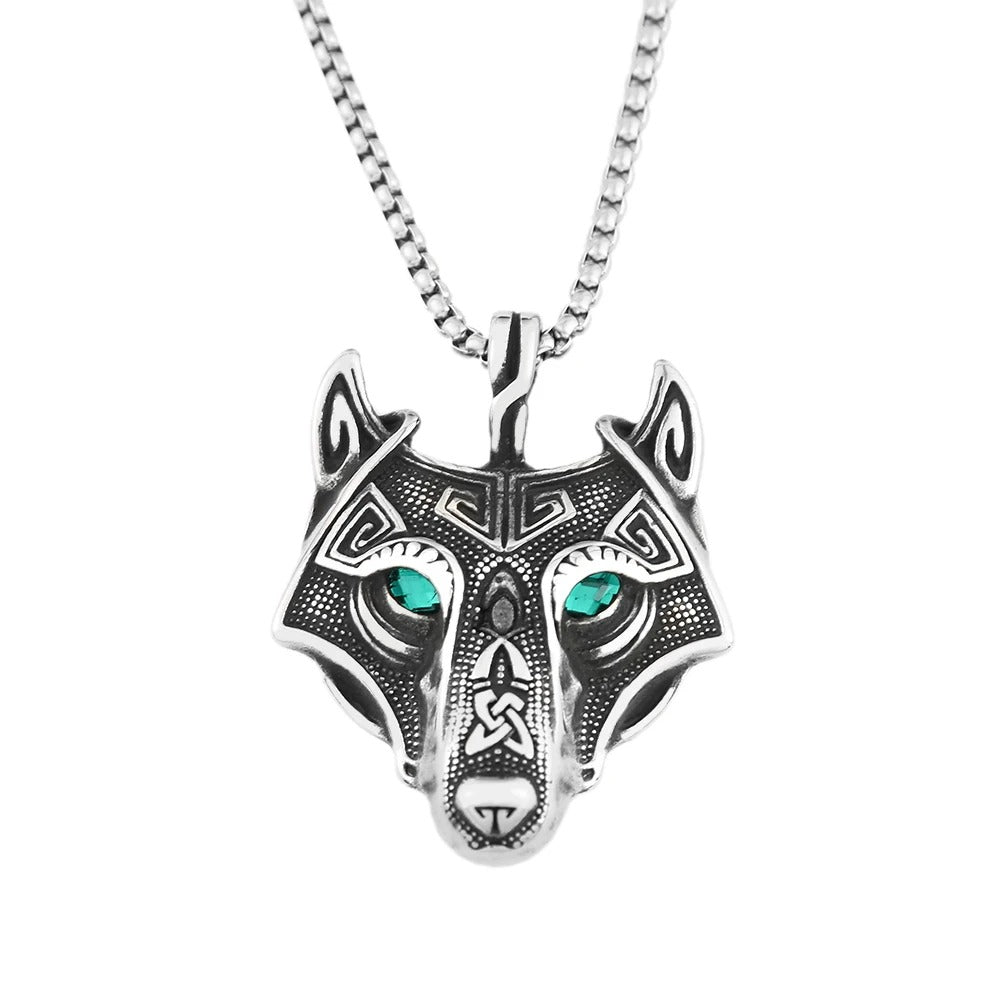 Vintage Nordic Celtic Wolf Head Pendant