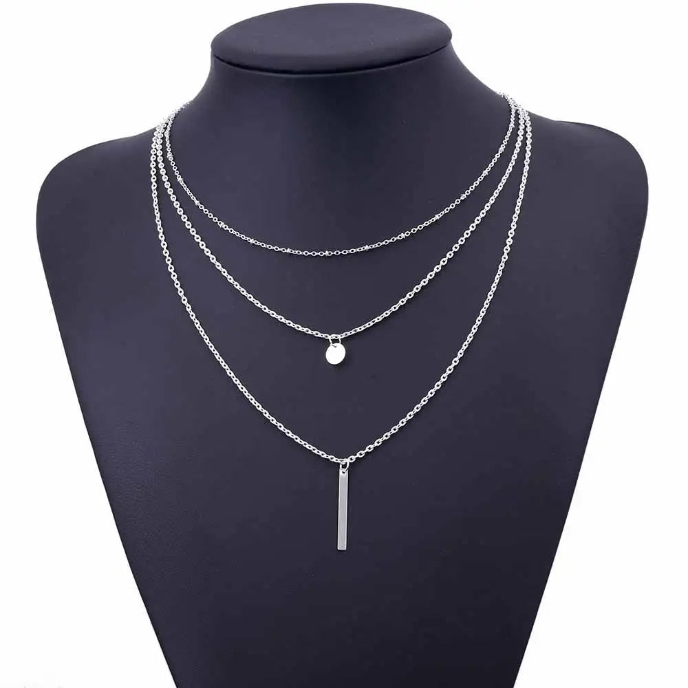 Three Layers Women Chain Necklace