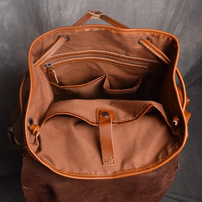 Unisex Leather Multifunction Retro Fashion Travel & Laptop Backpack.