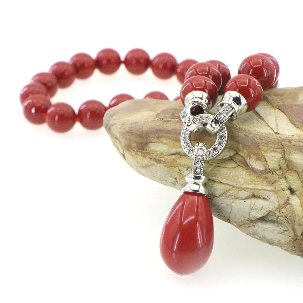 Natural Ocean Shell Red Coral Necklace