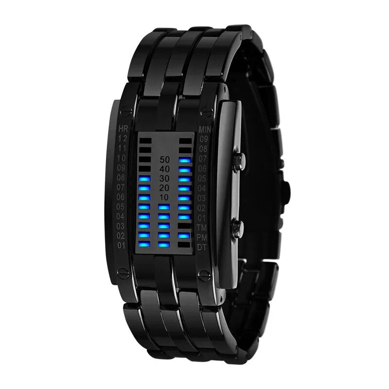 Unique Creative Binary Matrix LED Bracelet Style Waterproof Watch