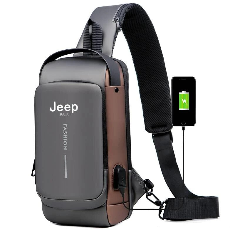 JEEP Men's Motorcycle Chest Sling Bag: Anti-Theft Travel Pack